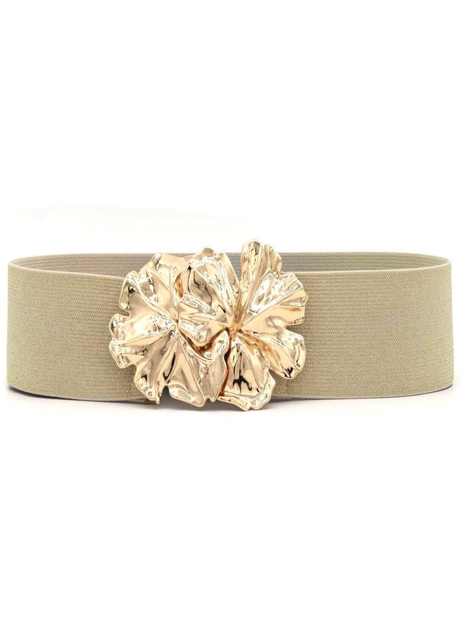 ZYALTFDC Gold Belts for Women Dresses Women's Elastic Vintage Wide Waist Belt Flower Buckle Stretch Lady Women Belts Simple Ladies Womens Belts Waistband Stretchy Cinch Belts Elastic Wide Waist Belt - Image 1